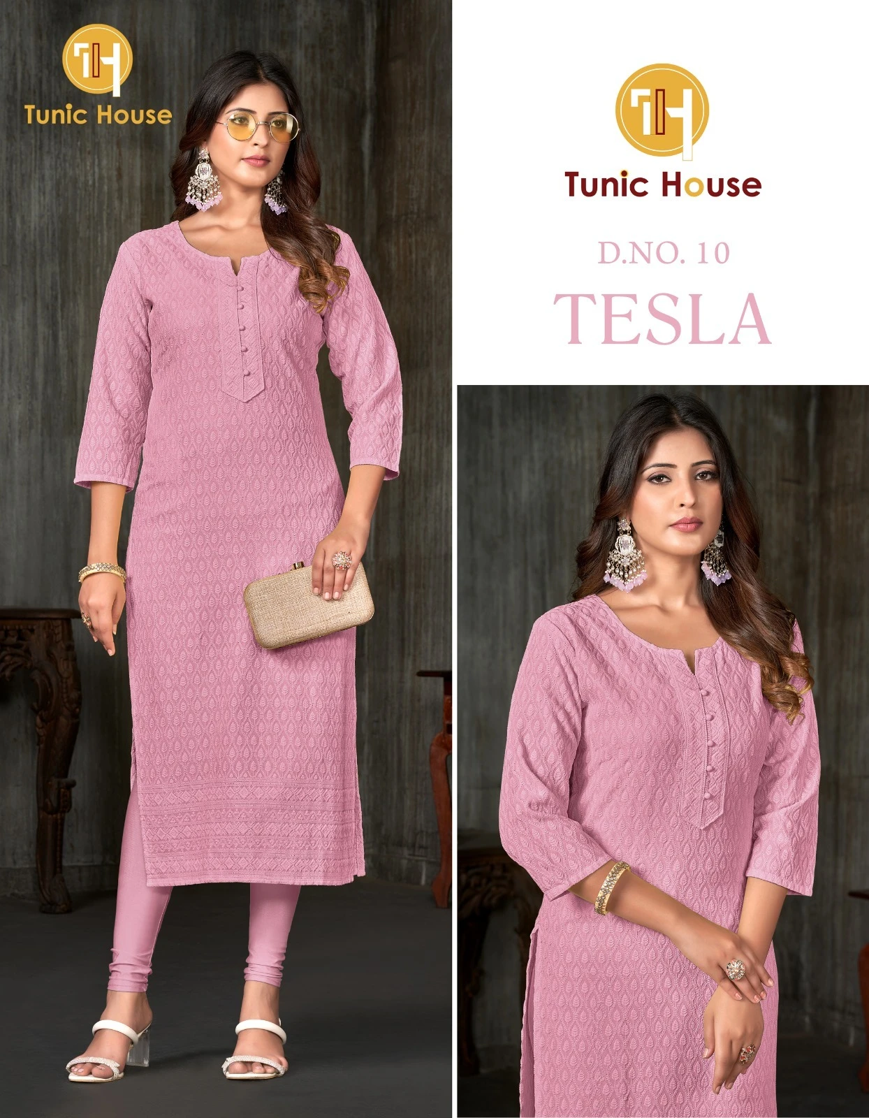 Tunic House Tesla Viscous Rayon Wholesale Fully Chikankari Fancy Kurtis Catalog — Wholesale Kurtis, MPA wholesale from Surat - Gallery Image 6